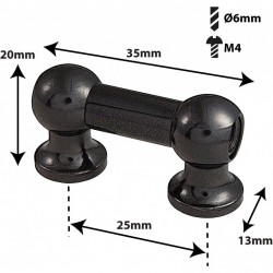 TL12D25-BK - Blocchetto Tubo Nero - 25mm - Doppio (x1)