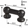 TL12D25-BK - Blocchetto Tubo Nero - 25mm - Doppio (x1)
