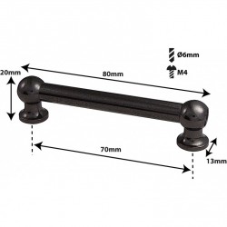 TL12D70-BK - Blocchetto Tubo Nero - 70mm - Doppio (x1)