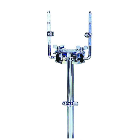 Double tom holder with clamp for cymbal