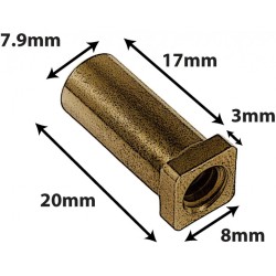 SN-SQ-20RL - nottolino 20mm a testa quadra - ottone laccato (x4)