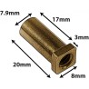 SN-SQ-20RL - nottolino 20mm a testa quadra - ottone laccato (x4)