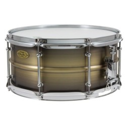 BKA-6514SH - Black Dawg 14" x 6.5" Snare Drum - Antique Brush Brass Shell