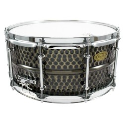 BKH-6514SH - Black Dawg 14" x 6.5" Snare Drum - Hammered Brass Shell