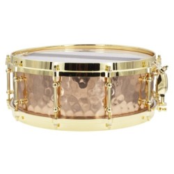 BZH-5014DHBR - Hammered Bronze Shell Series 14" x 5" Snare Drum - Die Cast Hoops