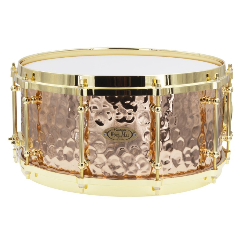 BZH-6514DHBR - Hammered Bronze Shell Series 14" x 6.5" Snare Drum - Die Cast Hoops