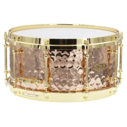 BZH-6514DHBR - Hammered Bronze Shell Series 14" x 6.5" Snare Drum - Die Cast Hoops
