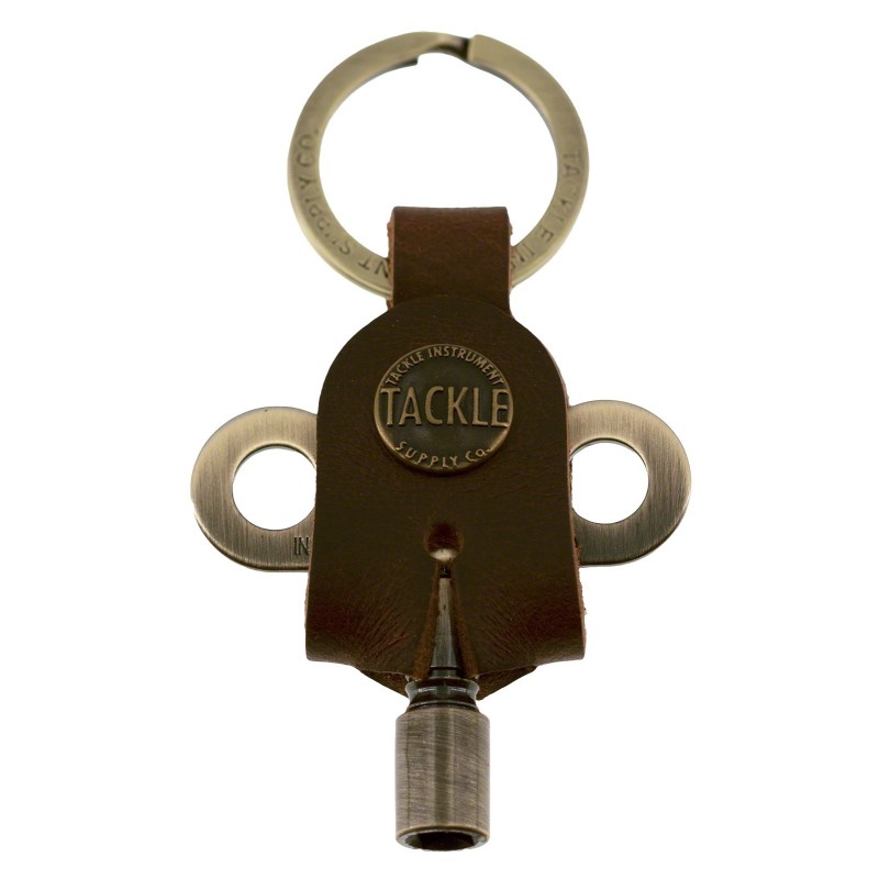 Timekeepers Drum Key & leather case - Antique Brass