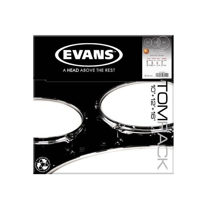 EVANS G2 CLEAR ROCK PACK 10-12-16