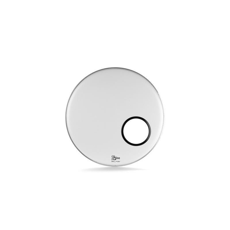Resonant Bass DrumHead 22" Smooth white with 6" Port Hole Reinforcement Ring black